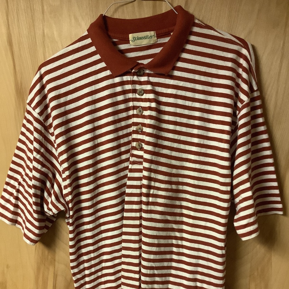 Red/white striped t shirt st.johns bay size L